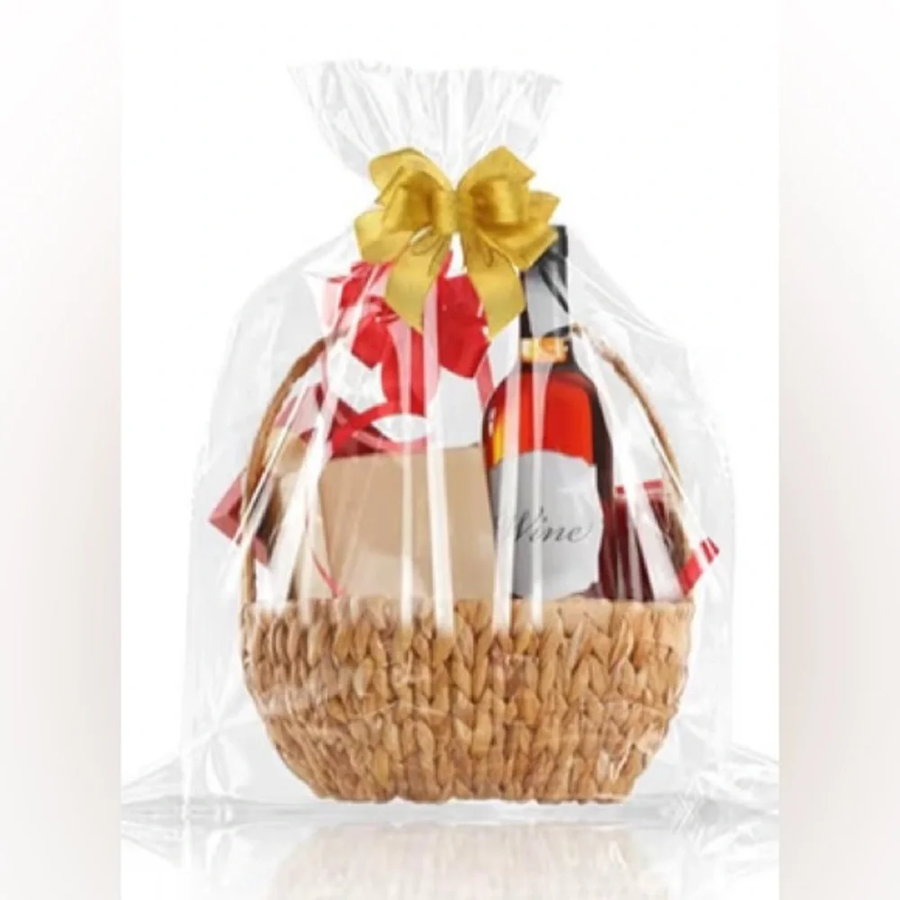 Lot of 13 Clear Cellophane Bags Basket Bags Cello Gift Bags in Various Sizes